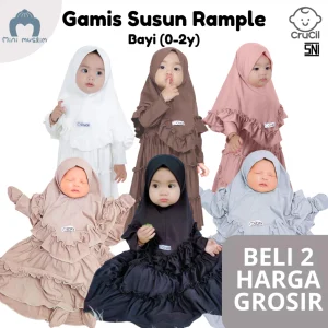 CruCil Factory Baju Gamis Susun Rample Bayi (0 - 2y)